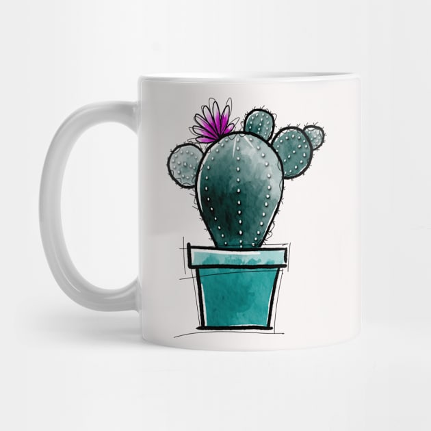 Cactus in pot cartoon by MistyLakeArt